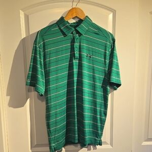 Under Armour Green Polo with White Stripes